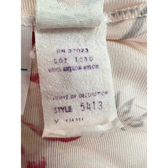 Vtg JCPenney Nylon Antron Peach Floral Full Length Gown Robe Made in USA Sz XS - Picture 10 of 10